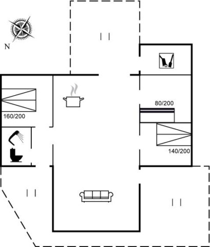 Grundplan over sommerhuset Sandrenden 30