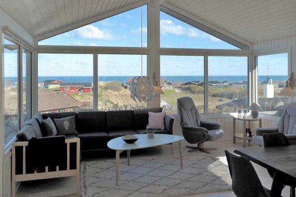 The view of the ocean from inside the holiday home